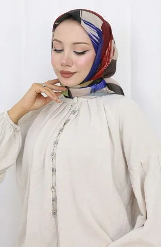 Dijital Baskılı Eşarp 70320-04 Zümrüt Yeşili Saks