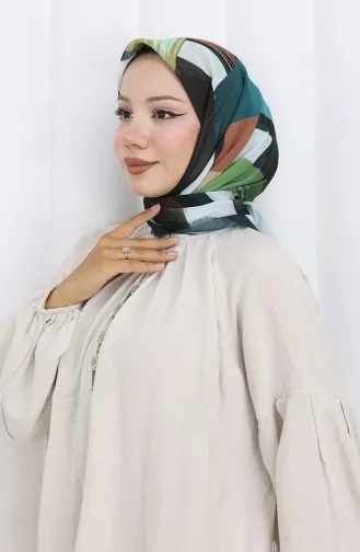 Dijital Baskılı Eşarp 70320-05 Koyu Petrol Hardal