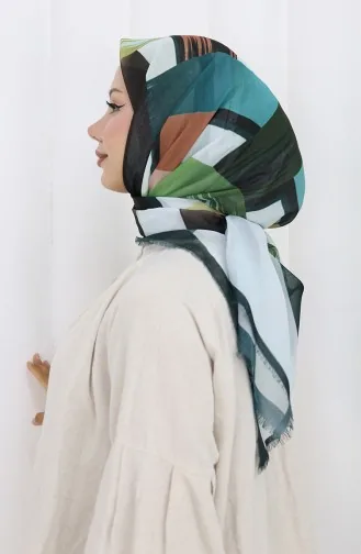 Dijital Baskılı Eşarp 70320-05 Koyu Petrol Hardal