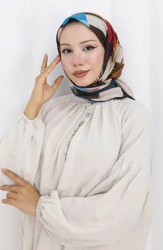 Digitally Printed Scarf 70320-07 Petrol Tan 70320-07