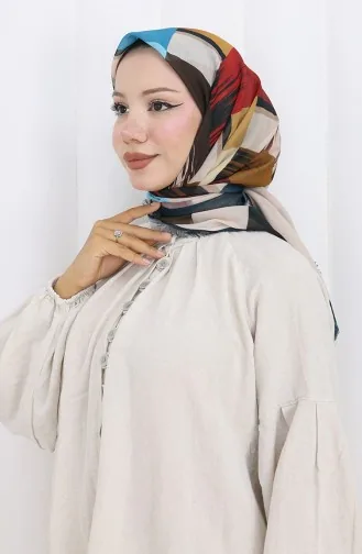 Digitally Printed Scarf 70320-07 Petrol Tan 70320-07