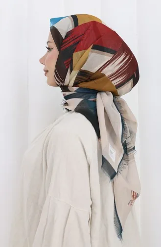 Digitally Printed Scarf 70320-07 Petrol Tan 70320-07