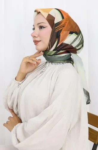 Dijital Baskılı Eşarp 70320-10 Haki Kahverengi