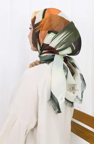 Dijital Baskılı Eşarp 70320-10 Haki Kahverengi