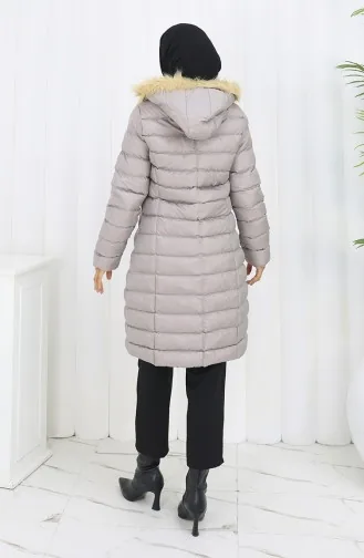 Hooded Zippered Puffer Jacket 0168-01 Stone 0168-01