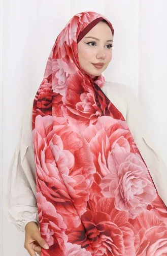 Pamuklu Desenli Koza Şal 70322-05 Bordo Koyu Bordo