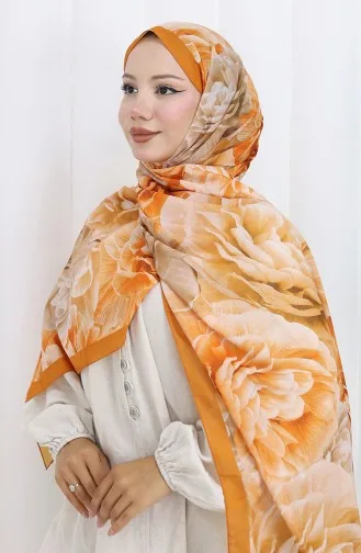 Pamuklu Desenli Koza Şal 70322-07 Taba