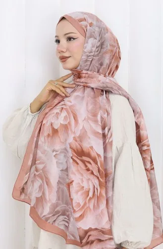 Pamuklu Desenli Koza Şal 70322-10 Soğan Kabuğu