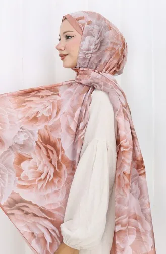 Pamuklu Desenli Koza Şal 70322-10 Soğan Kabuğu