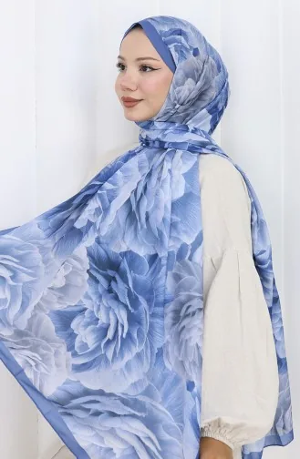 Katoenen Coconsjaal Met Patroon 70322-16 Indigo 70322-16