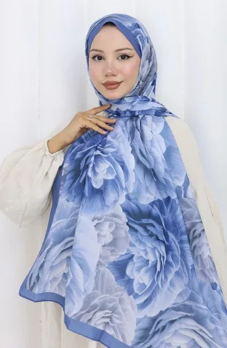 Katoenen Coconsjaal Met Patroon 70322-16 Indigo 70322-16