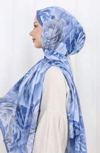 Katoenen Coconsjaal Met Patroon 70322-16 Indigo 70322-16