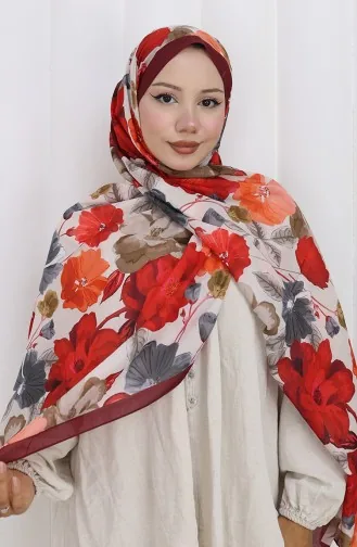 Gestreepte Katoenen Coconsjaal 70323-07 Bordeauxrood 70323-07