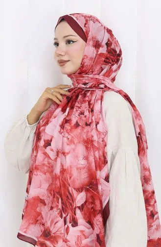 Châle Cocon à Motifs En Coton 70324-02 Rouge Bordeaux 70324-02