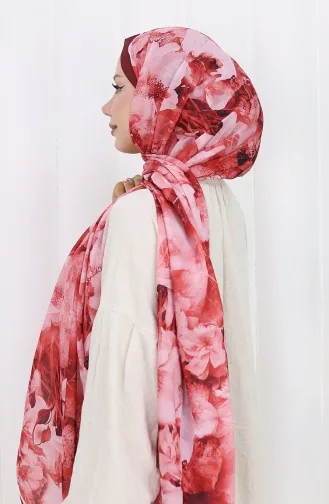 Châle Cocon à Motifs En Coton 70324-02 Rouge Bordeaux 70324-02