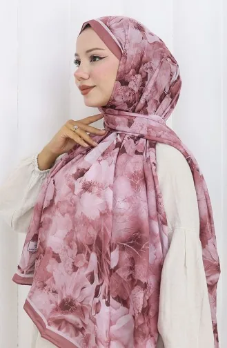 Pamuklu Desenli Koza Şal 70324-03 Gül Kurusu