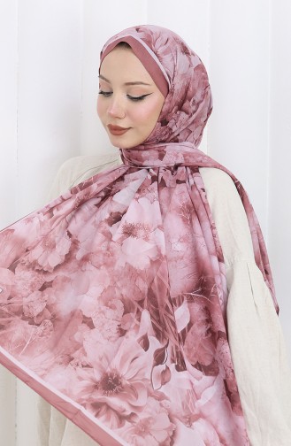 Pamuklu Desenli Koza Şal 70324-03 Gül Kurusu