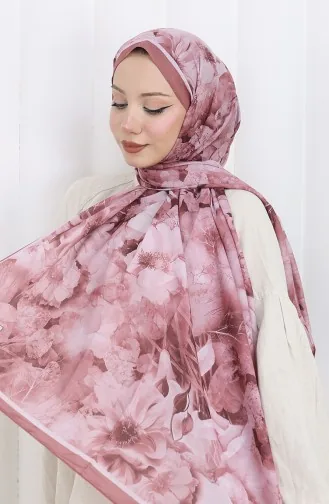 Pamuklu Desenli Koza Şal 70324-03 Gül Kurusu