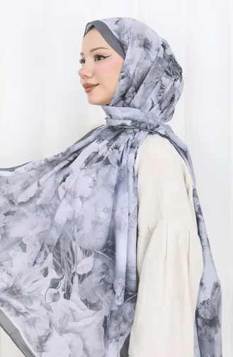 Katoenen Patroon Cocon Sjaal 70324-07 Antraciet Rook 70324-07