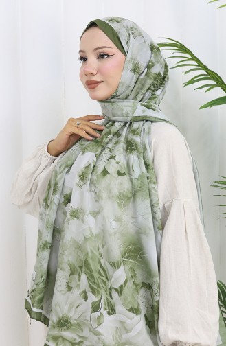 Pamuklu Desenli Koza Şal 70324-09 Haki