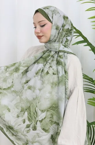 Pamuklu Desenli Koza Şal 70324-09 Haki