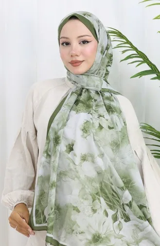 Pamuklu Desenli Koza Şal 70324-09 Haki