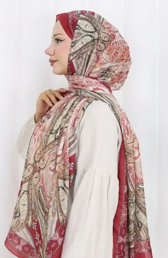 Ethnic Pattern Soft Shawl 202501-01 Claret Red 202501-01