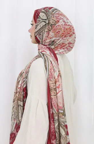 Ethnic Pattern Soft Shawl 202501-01 Claret Red 202501-01