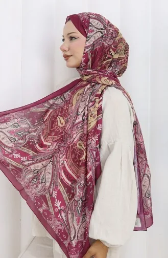 Ethnic Pattern Soft Shawl 202501-04 Plum 202501-04