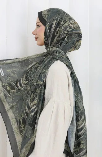 شال ناعم بنمط عرقي 202501-06 أسود رمادي 202501-06