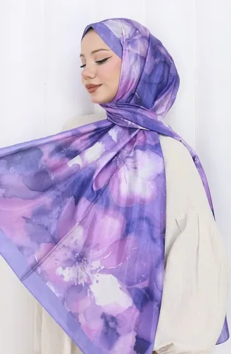 Floral Patterned Soft Shawl 202502-01 Lilac Purple 202502-01
