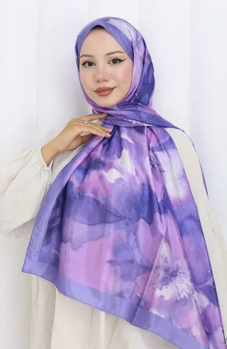 Floral Patterned Soft Shawl 202502-01 Lilac Purple 202502-01