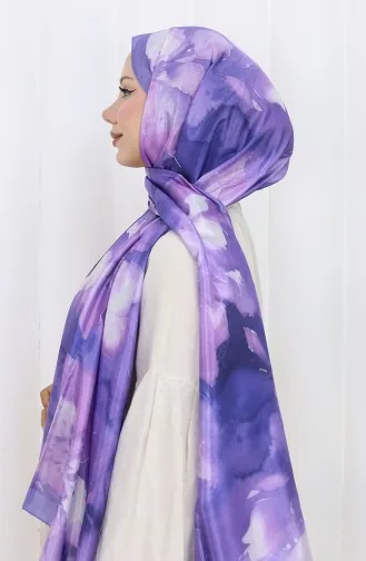 Floral Patterned Soft Shawl 202502-01 Lilac Purple 202502-01