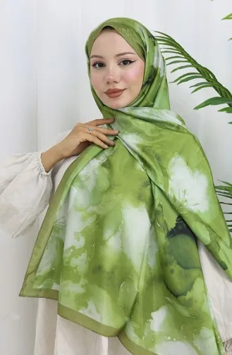 Zachte Sjaal Met Bloemenpatroon 202502-03 Grasgroen Khaki 202502-03