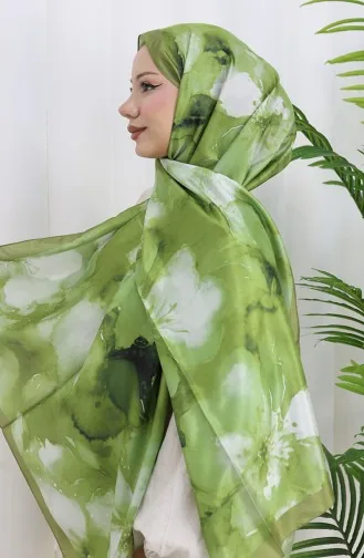 Zachte Sjaal Met Bloemenpatroon 202502-03 Grasgroen Khaki 202502-03