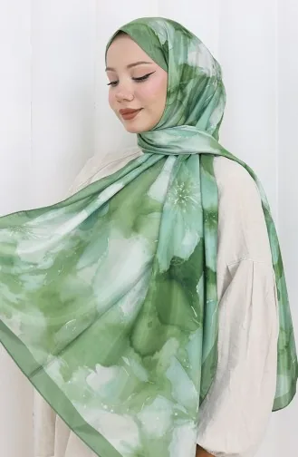 شال ناعم بنقوش زهرية 202502-09 أخضر لوزي 202502-09