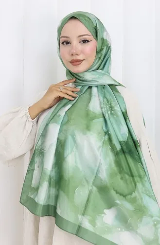 شال ناعم بنقوش زهرية 202502-09 أخضر لوزي 202502-09