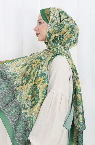 Ethnic Pattern Soft Shawl 202503-01 Emerald Green 202503-01