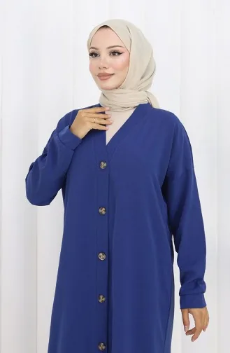 Zweiteiliger Anzug Aus Strickjacke Und Hose Mit Knöpfen 0138-08 Marineblau 0138-08