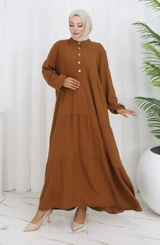 Übergröße Viskose Kleid 4068-06 Hellbraun 4068-06
