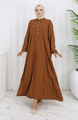 Übergröße Viskose Kleid 4068-06 Hellbraun 4068-06