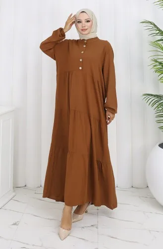 Übergröße Viskose Kleid 4068-06 Hellbraun 4068-06