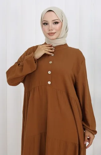 Übergröße Viskose Kleid 4068-06 Hellbraun 4068-06