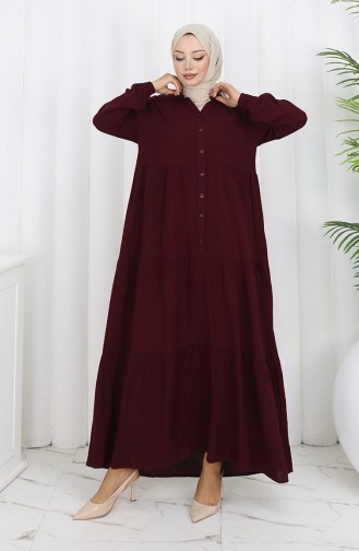 Viscose Fabric Half Button Dress 4125-05 Plum 4125-05