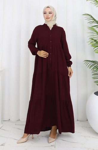Viscose Fabric Half Button Dress 4125-05 Plum 4125-05