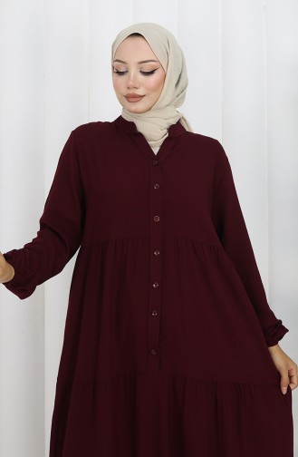 Viscose Fabric Half Button Dress 4125-05 Plum 4125-05