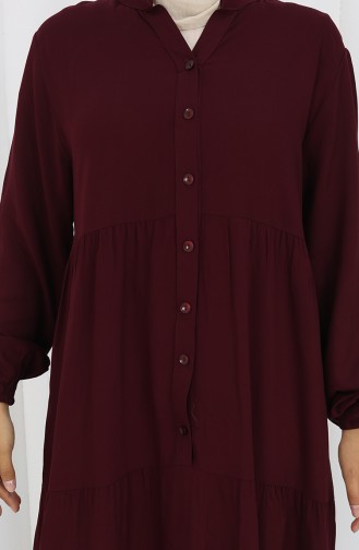 Viscose Fabric Half Button Dress 4125-05 Plum 4125-05