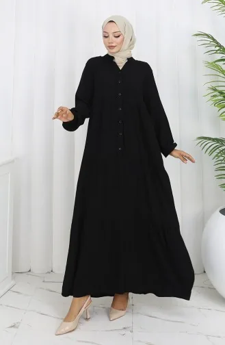 Viscose Jurk Met Halve Knoopjes 4125-07 Zwart 4125-07