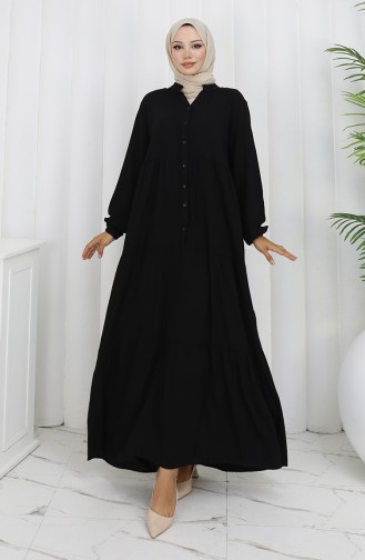 Robe Mi-boutonnée En Viscose 4125-07 Noir 4125-07