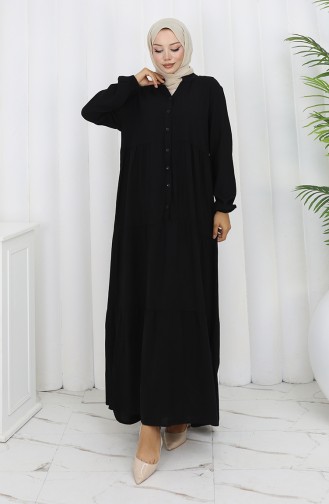 Robe Mi-boutonnée En Viscose 4125-07 Noir 4125-07